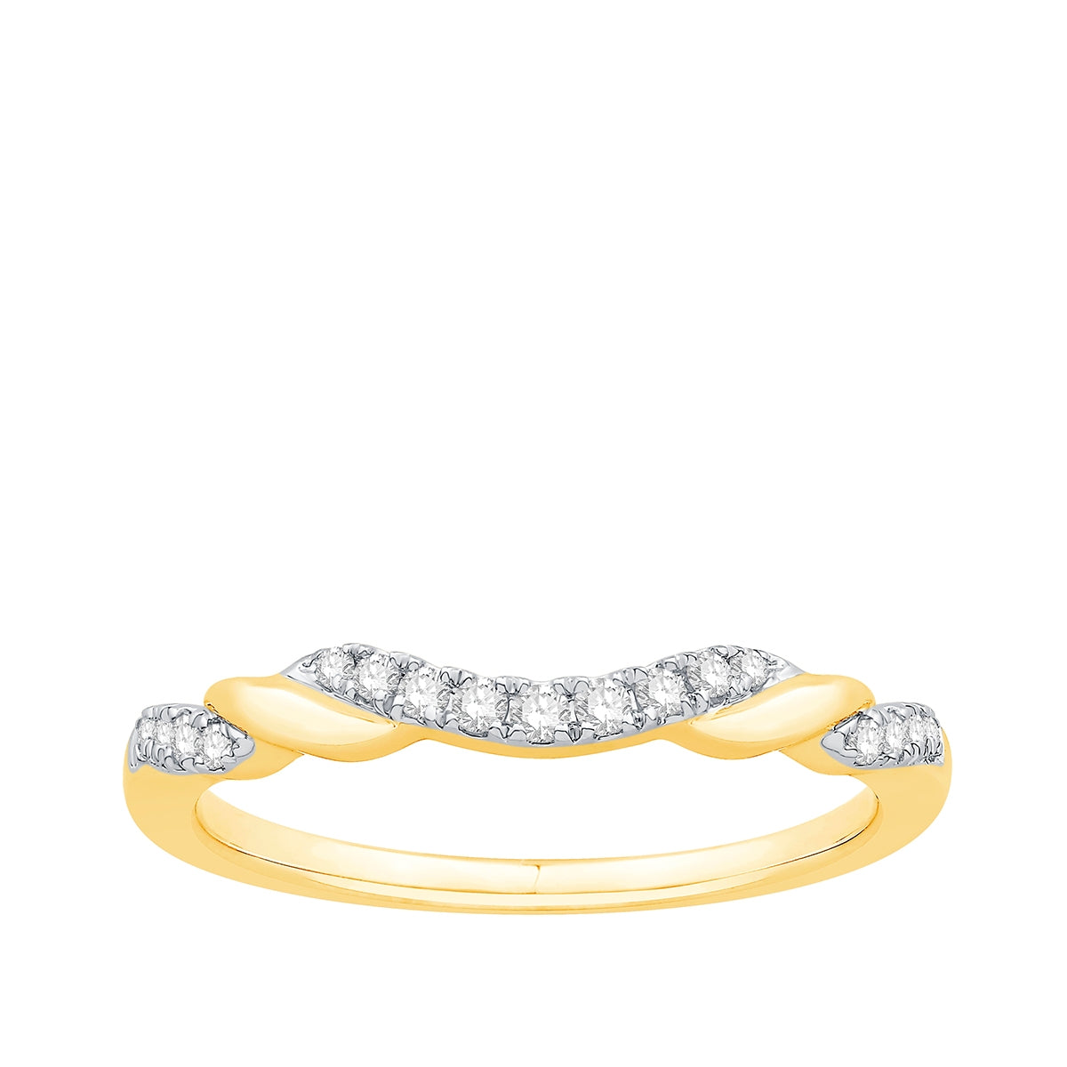 1/8 ct. tw. Diamond Contour Twist Anniversary Band in 10K Yellow Gold