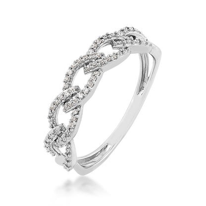 Perfect Match Diamond Accent Marquise Link Stackable Anniversary Ring in 10K White Gold front view