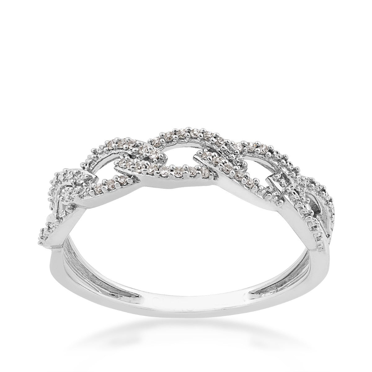 Perfect Match Diamond Accent Marquise Link Stackable Anniversary Ring in 10K White Gold