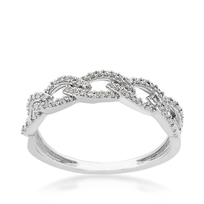 Perfect Match Diamond Accent Marquise Link Stackable Anniversary Ring in 10K White Gold