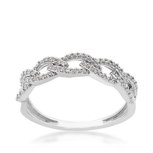Perfect Match Diamond Accent Marquise Link Stackable Anniversary Ring in 10K White Gold