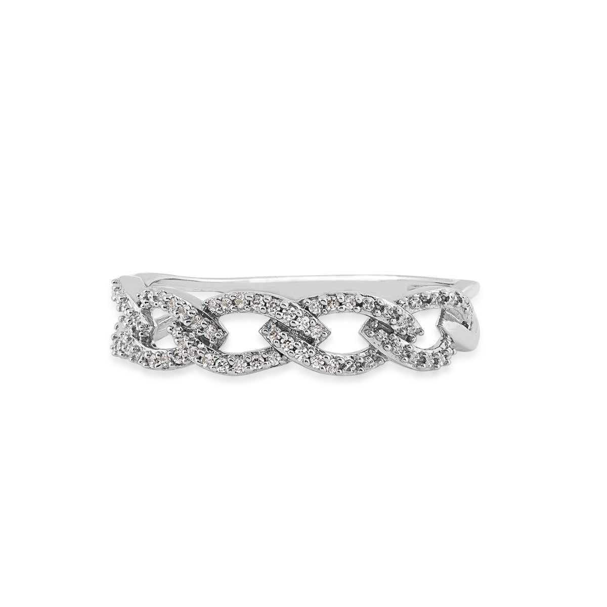 Perfect Match Diamond Accent Marquise Link Stackable Anniversary Ring in 10K White Gold close-up detail