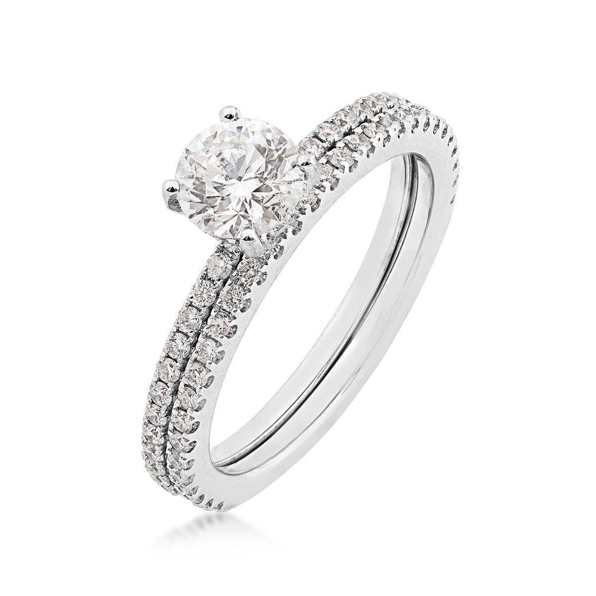 Noventa 1-1/4 ct. tw. Round Diamond Wedding Set in 14K White Gold front view (2)