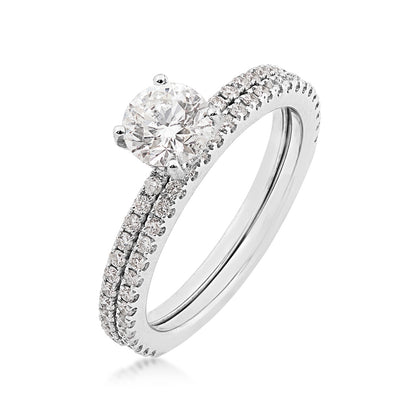 Noventa 1-1/4 ct. tw. Round Diamond Wedding Set in 14K White Gold front view (2)