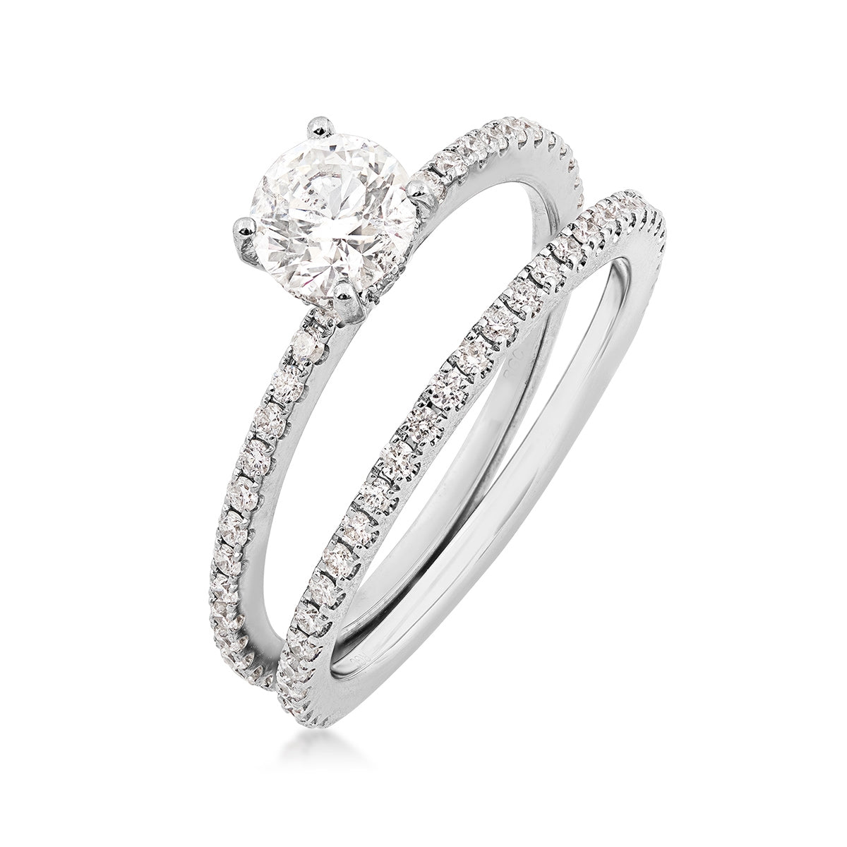 Noventa 1-1/4 ct. tw. Round Diamond Wedding Set in 14K White Gold close-up detail (2)