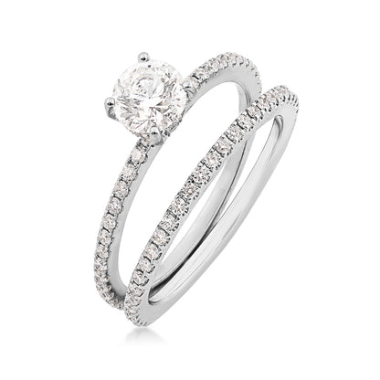 Noventa 1-1/4 ct. tw. Round Diamond Wedding Set in 14K White Gold close-up detail (2)