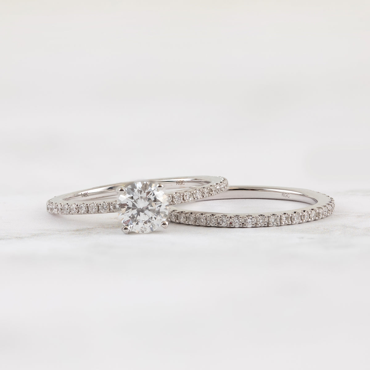 Noventa 1-1/4 ct. tw. Round Diamond Wedding Set in 14K White Gold side profile (2)