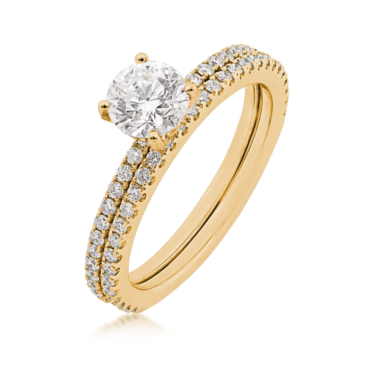 Noventa 1-1/4 ct. tw. Round Diamond Wedding Set in 14K Yellow Gold front view (2)