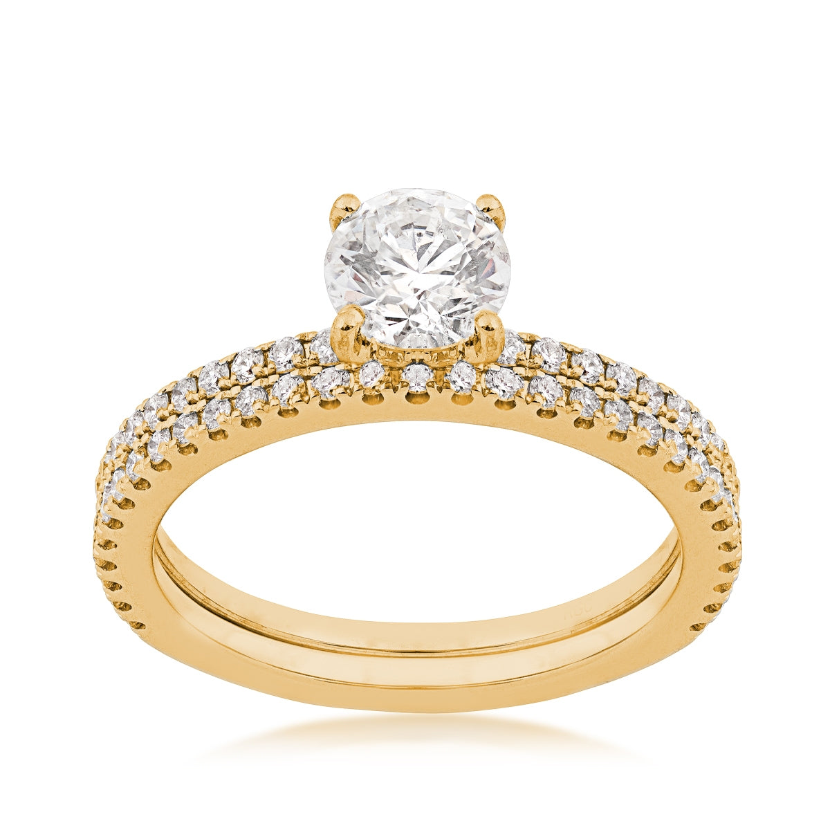 Noventa 1-1/4 ct. tw. Round Diamond Wedding Set in 14K Yellow Gold (2)