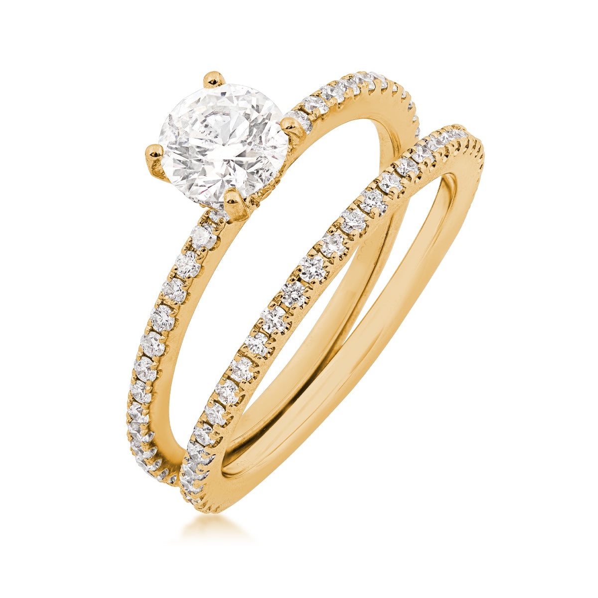 Noventa 1-1/4 ct. tw. Round Diamond Wedding Set in 14K Yellow Gold close-up detail (2)