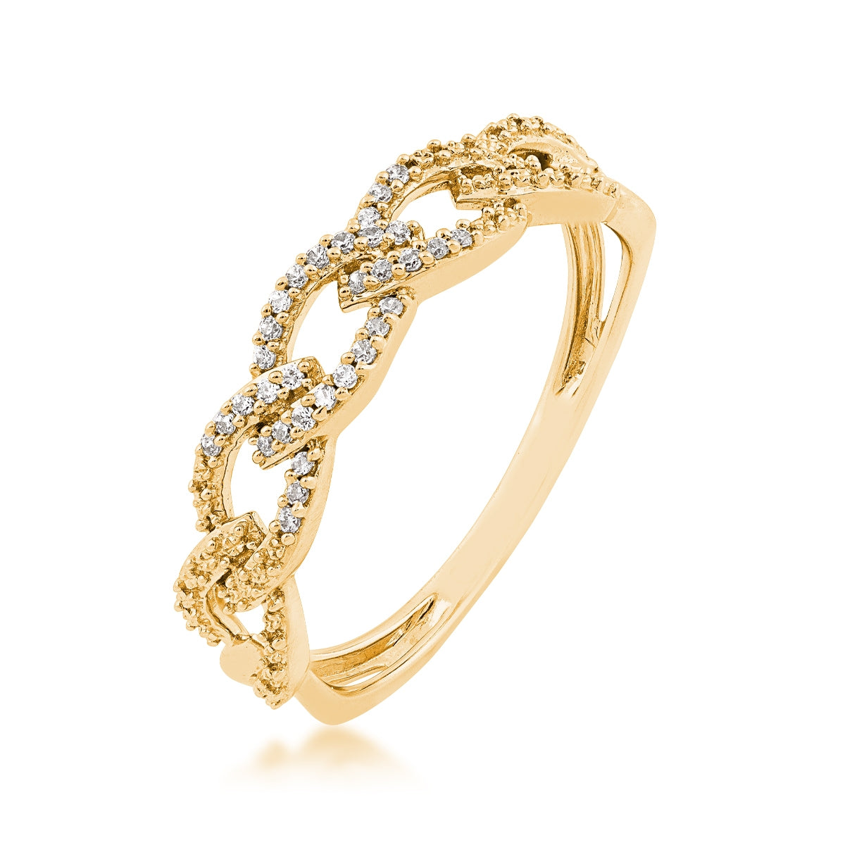 Perfect Match Diamond Accent Marquise Link Stackable Anniversary Ring in 10K Yellow Gold front view