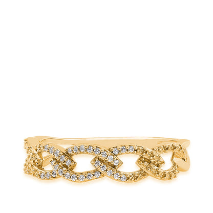Perfect Match Diamond Accent Marquise Link Stackable Anniversary Ring in 10K Yellow Gold close-up detail