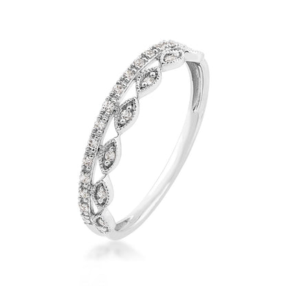 Perfect Match 1/10 ct. tw. Diamond Milgrain Stackable Anniversary Ring in 10K White Gold front view