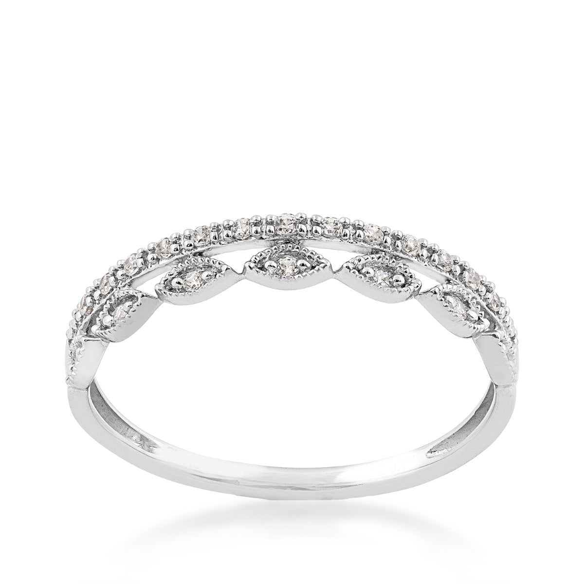 Perfect Match 1/10 ct. tw. Diamond Milgrain Stackable Anniversary Ring in 10K White Gold