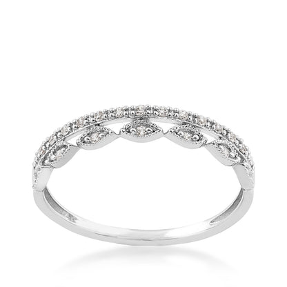 Perfect Match 1/10 ct. tw. Diamond Milgrain Stackable Anniversary Ring in 10K White Gold