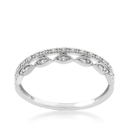 Perfect Match 1/10 ct. tw. Diamond Milgrain Stackable Anniversary Ring in 10K White Gold