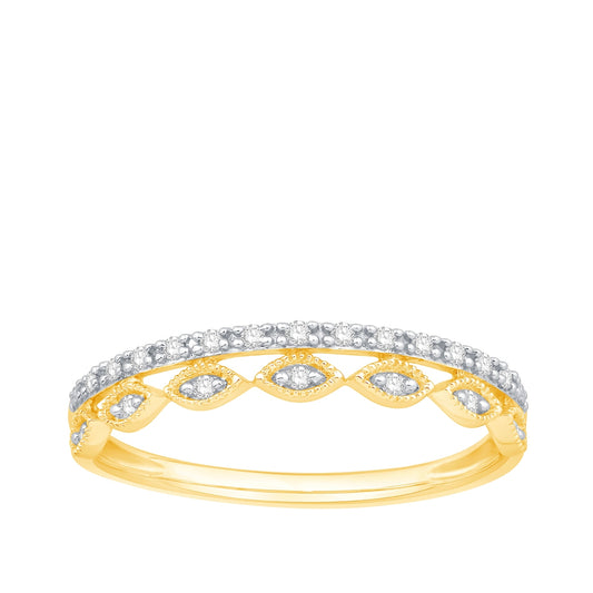 Perfect Match 1/10 ct. tw. Diamond Milgrain Stackable Anniversary Ring in 10K Yellow Gold