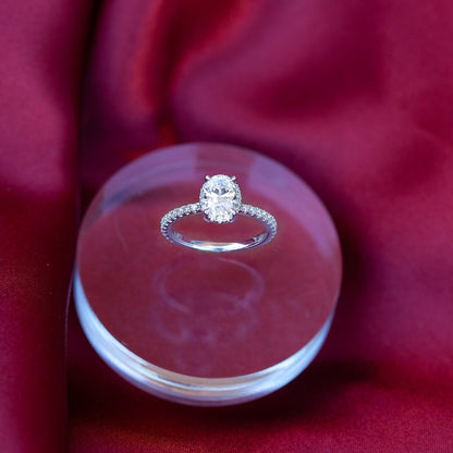 Adamante 1-1/2 ct. tw. Lab-Grown Oval Diamond Halo Engagement Ring in 14K White Gold side profile