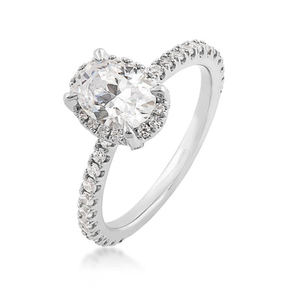 Adamante 1-1/2 ct. tw. Lab-Grown Oval Diamond Halo Engagement Ring in 14K White Gold front view