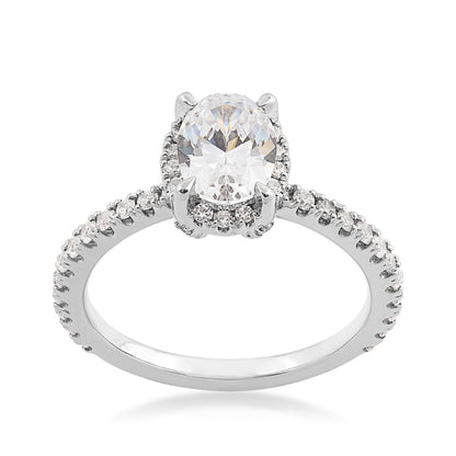 Adamante 1-1/2 ct. tw. Lab-Grown Oval Diamond Halo Engagement Ring in 14K White Gold