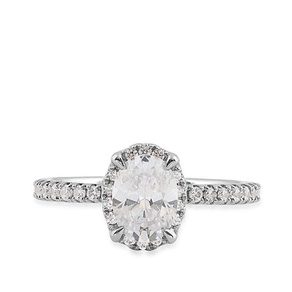 Adamante 1-1/2 ct. tw. Lab-Grown Oval Diamond Halo Engagement Ring in 14K White Gold close-up detail