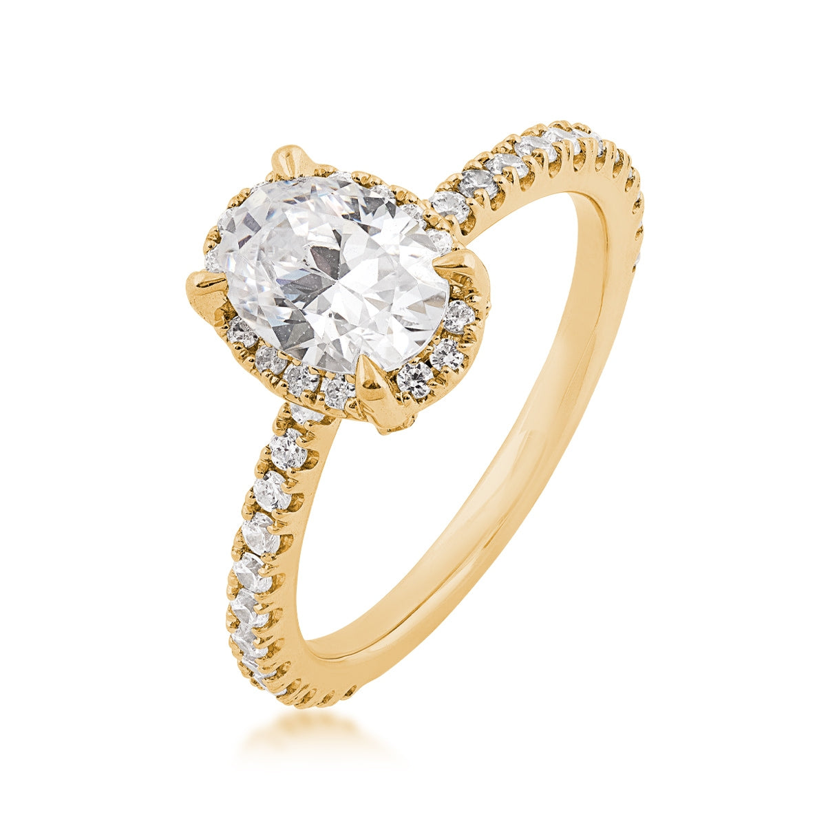 Adamante 1-1/2 ct. tw. Lab-Grown Oval Diamond Halo Engagement Ring in 14K Yellow Gold front view