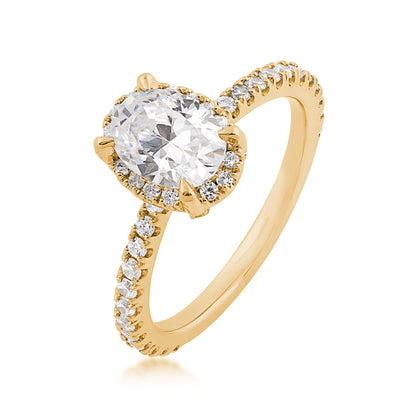 Adamante 1-1/2 ct. tw. Lab-Grown Oval Diamond Halo Engagement Ring in 14K Yellow Gold front view