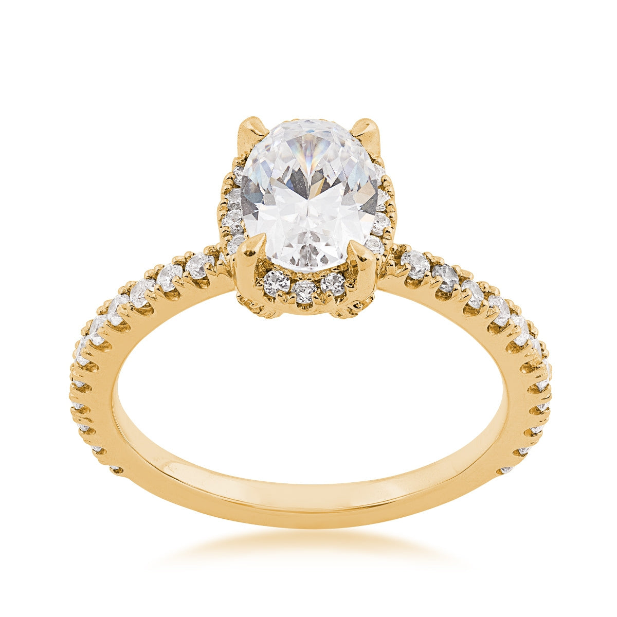 Adamante 1-1/2 ct. tw. Lab-Grown Oval Diamond Halo Engagement Ring in 14K Yellow Gold