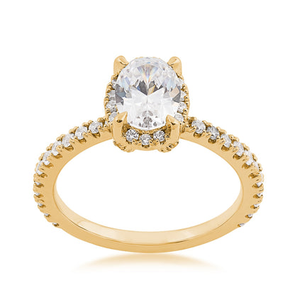 Adamante 1-1/2 ct. tw. Lab-Grown Oval Diamond Halo Engagement Ring in 14K Yellow Gold