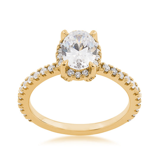 Adamante 1-1/2 ct. tw. Lab-Grown Oval Diamond Halo Engagement Ring in 14K Yellow Gold