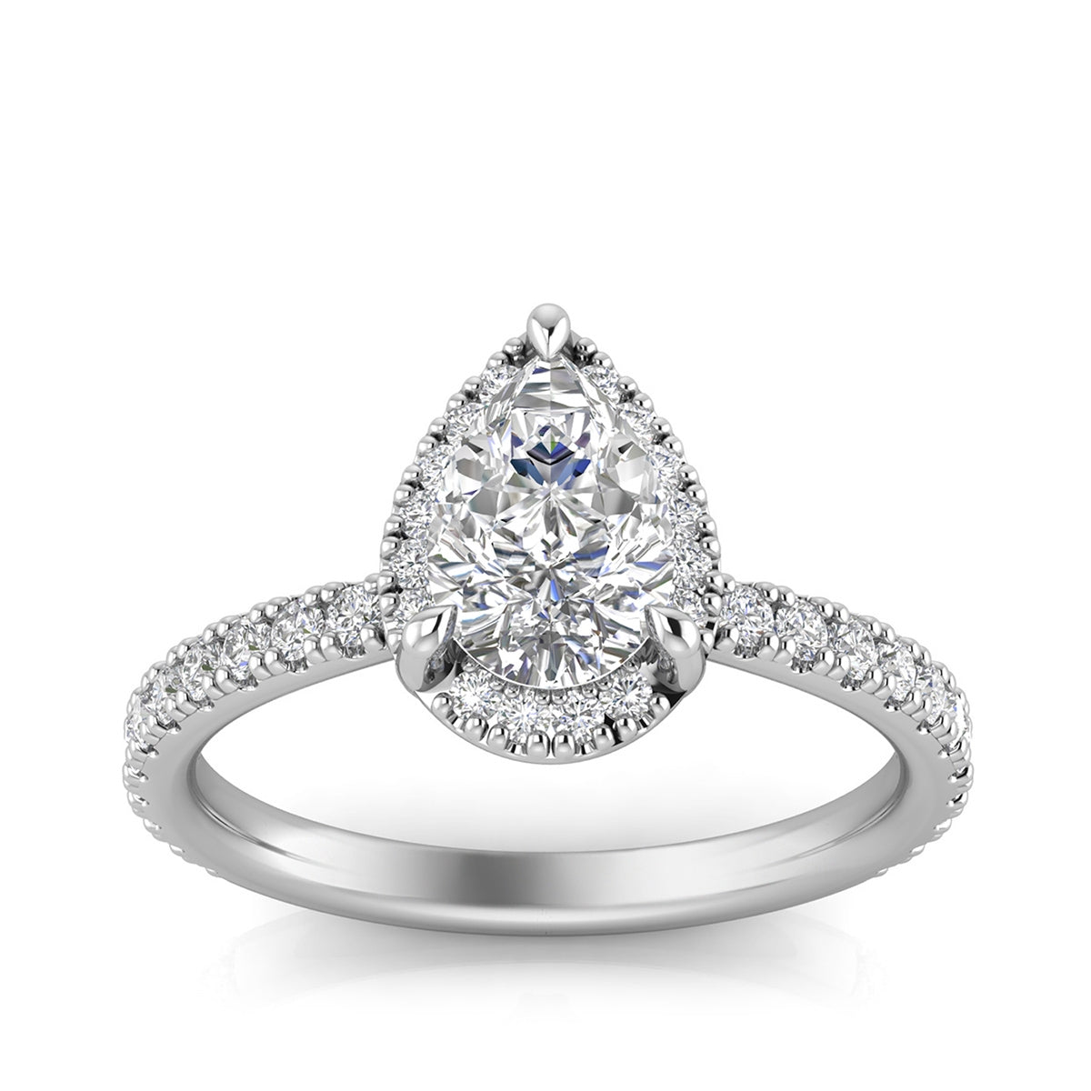 Adamante 1-1/2 ct. tw. Lab-Grown Pear Diamond Halo Engagement Ring in 14K White Gold