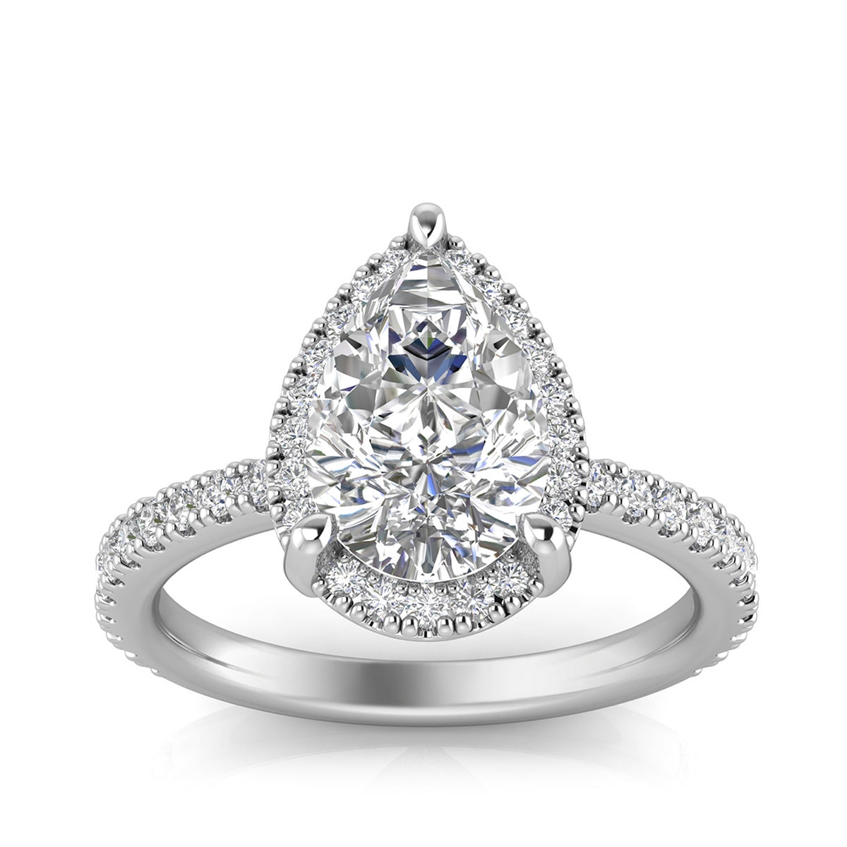 Adamante 2-1/2 ct. tw. Lab-Grown Pear Diamond Halo Engagement Ring in 14K White Gold