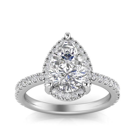 Adamante 2-1/2 ct. tw. Lab-Grown Pear Diamond Halo Engagement Ring in 14K White Gold