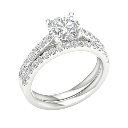 Adamante 2-1/3 ct. tw. Lab-Grown Round Brilliant Diamond Wedding Set in 14K White Gold front view