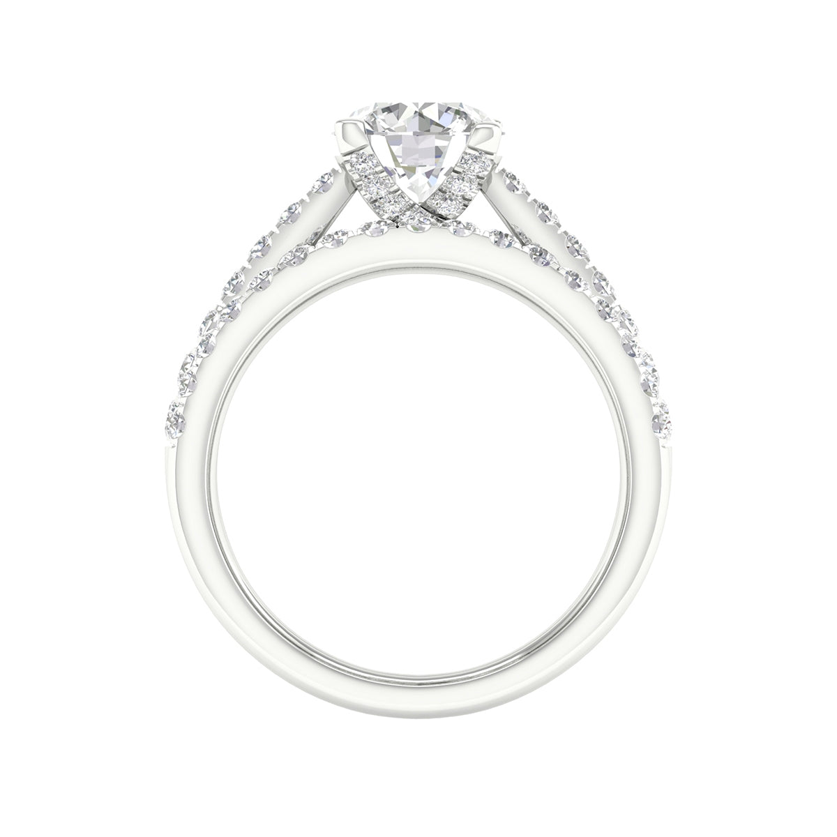 Adamante 2-1/3 ct. tw. Lab-Grown Round Brilliant Diamond Wedding Set in 14K White Gold close-up detail