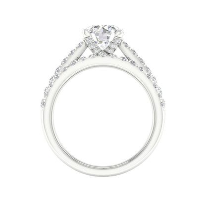 Adamante 2-1/3 ct. tw. Lab-Grown Round Brilliant Diamond Wedding Set in 14K White Gold close-up detail