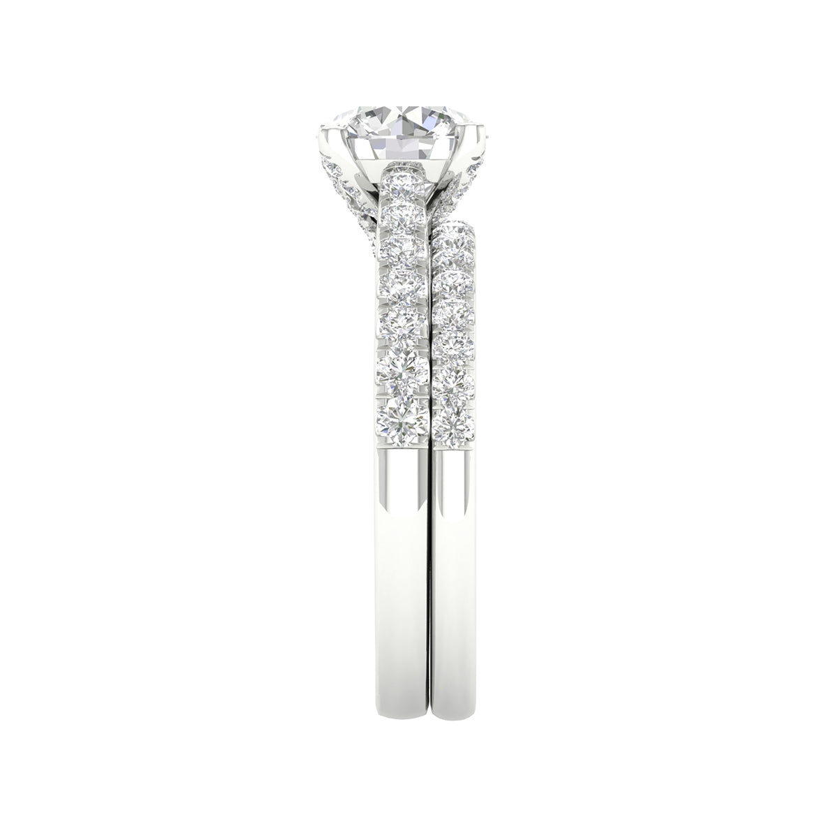 Adamante 2-1/3 ct. tw. Lab-Grown Round Brilliant Diamond Wedding Set in 14K White Gold side profile