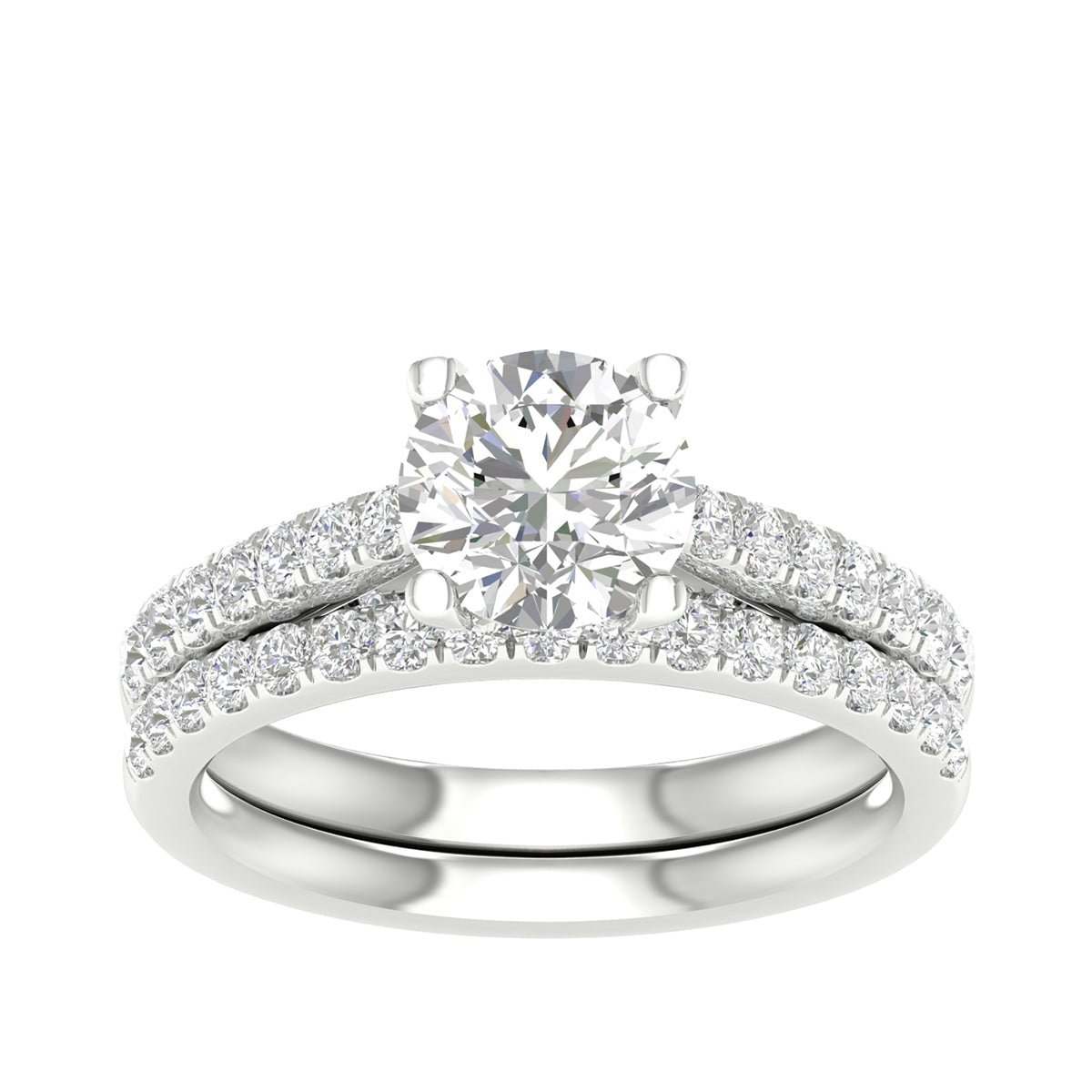 Adamante 2-1/3 ct. tw. Lab-Grown Round Brilliant Diamond Wedding Set in 14K White Gold