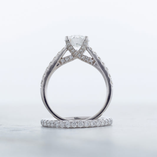 Adamante 2-1/3 ct. tw. Lab-Grown Round Brilliant Diamond Wedding Set in 14K White Gold angled view