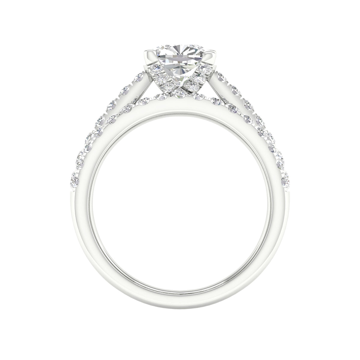 Adamante 2-1/3 ct. tw. Lab-Grown Cushion Diamond Wedding Set in 14K White Gold close-up detail
