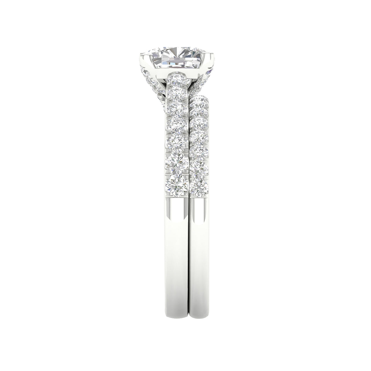Adamante 2-1/3 ct. tw. Lab-Grown Cushion Diamond Wedding Set in 14K White Gold side profile