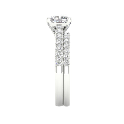 Adamante 2-1/3 ct. tw. Lab-Grown Cushion Diamond Wedding Set in 14K White Gold side profile