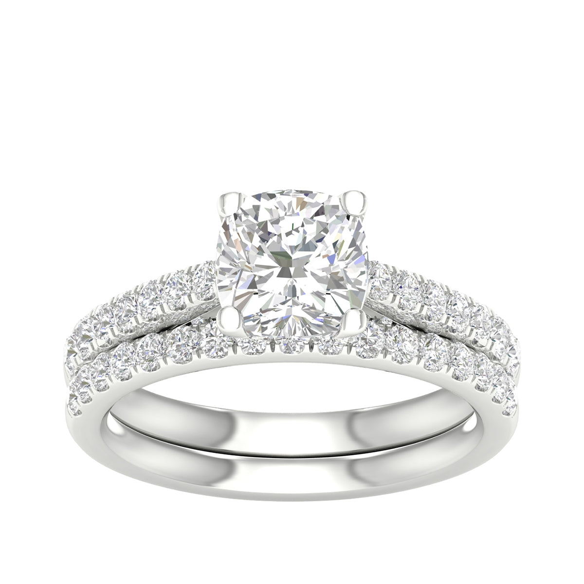 Adamante 2-1/3 ct. tw. Lab-Grown Cushion Diamond Wedding Set in 14K White Gold