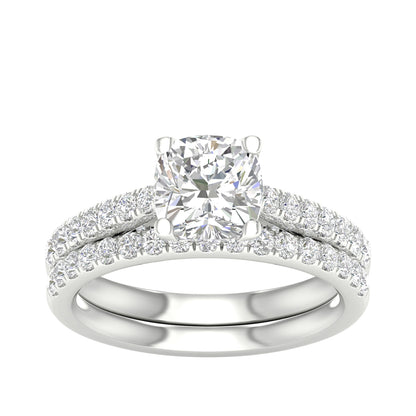 Adamante 2-1/3 ct. tw. Lab-Grown Cushion Diamond Wedding Set in 14K White Gold