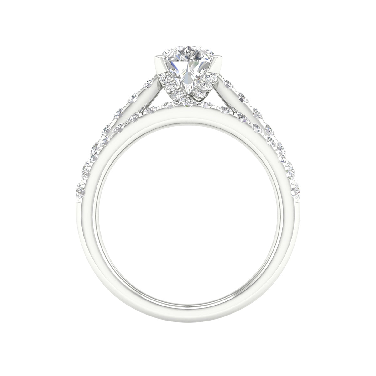 Adamante 2-1/3 ct. tw. Lab-Grown Pear Diamond Wedding Set in 14K White Gold close-up detail