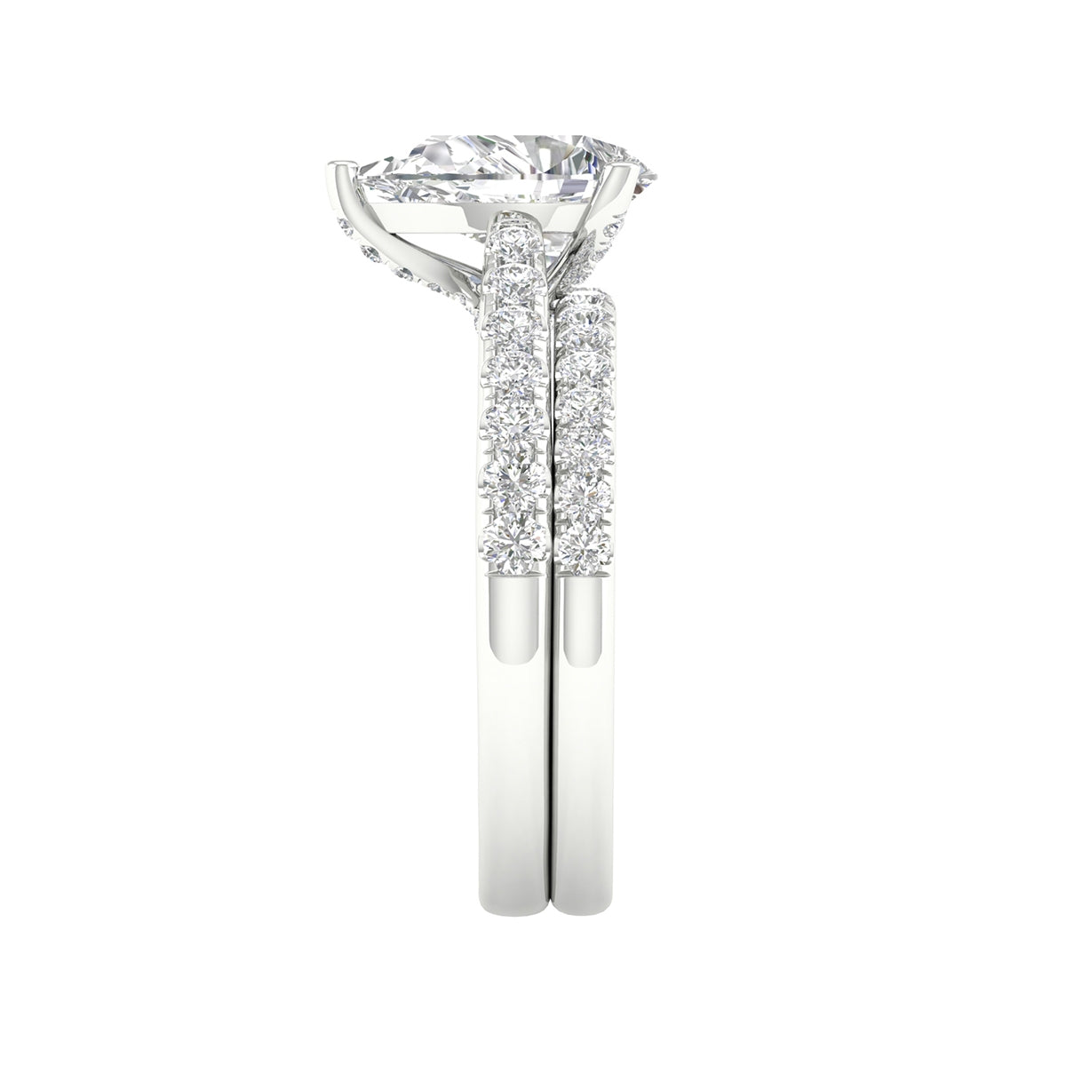 Adamante 2-1/3 ct. tw. Lab-Grown Pear Diamond Wedding Set in 14K White Gold side profile