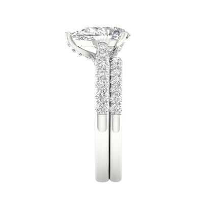Adamante 2-1/3 ct. tw. Lab-Grown Pear Diamond Wedding Set in 14K White Gold side profile