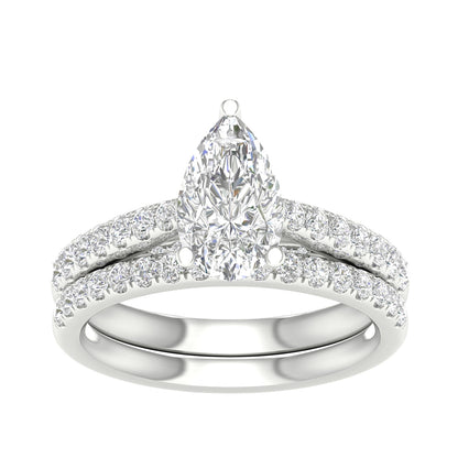 Adamante 2-1/3 ct. tw. Lab-Grown Pear Diamond Wedding Set in 14K White Gold