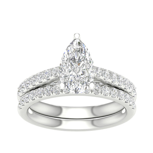 Adamante 2-1/3 ct. tw. Lab-Grown Pear Diamond Wedding Set in 14K White Gold