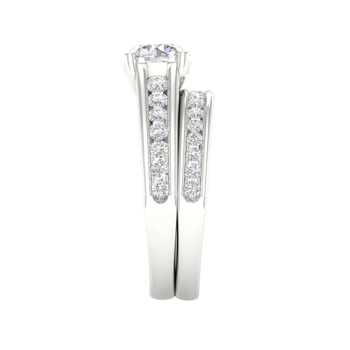 Adamante 2 ct. tw. Lab-Grown Round Brilliant Diamond Wedding Set in 14K White Gold side profile